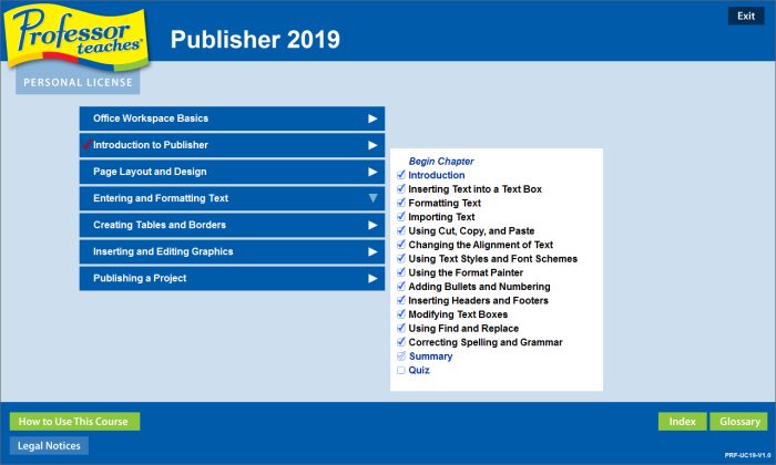 Learn all the basics and more with Professor Teaches Publisher 2019.